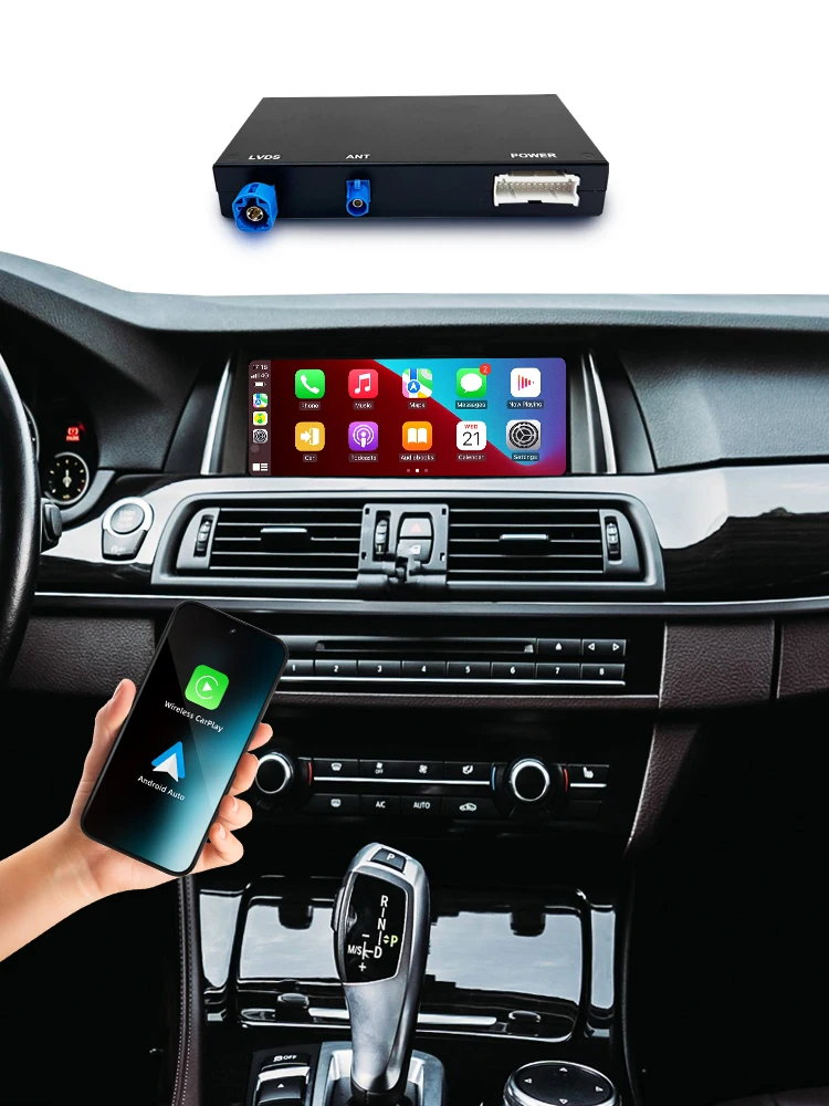 BONROAD bezprzewodowy CarPlay Android Auto moduł dla BMW 5 7 serii F10 F11 F07 GT F01 F02 F03 F04 X3 X4 F25 F26 z lustrzanym łączem — 2