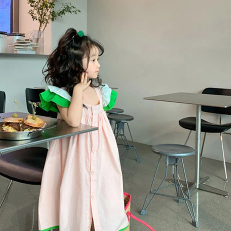 Girls' Mori Dress Summer Children's Sweet Flying Sleeve Skirt Children's Skirt 3-8 Years Old Children's Clothing