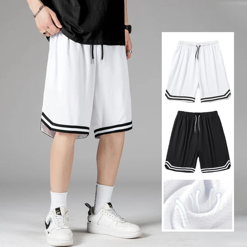 

Breathable Mesh Shorts Men Summer Thin Fabric Baggy Basketball Short Sport Bermuda Knee Length Pants Running Joggers Sweatpants