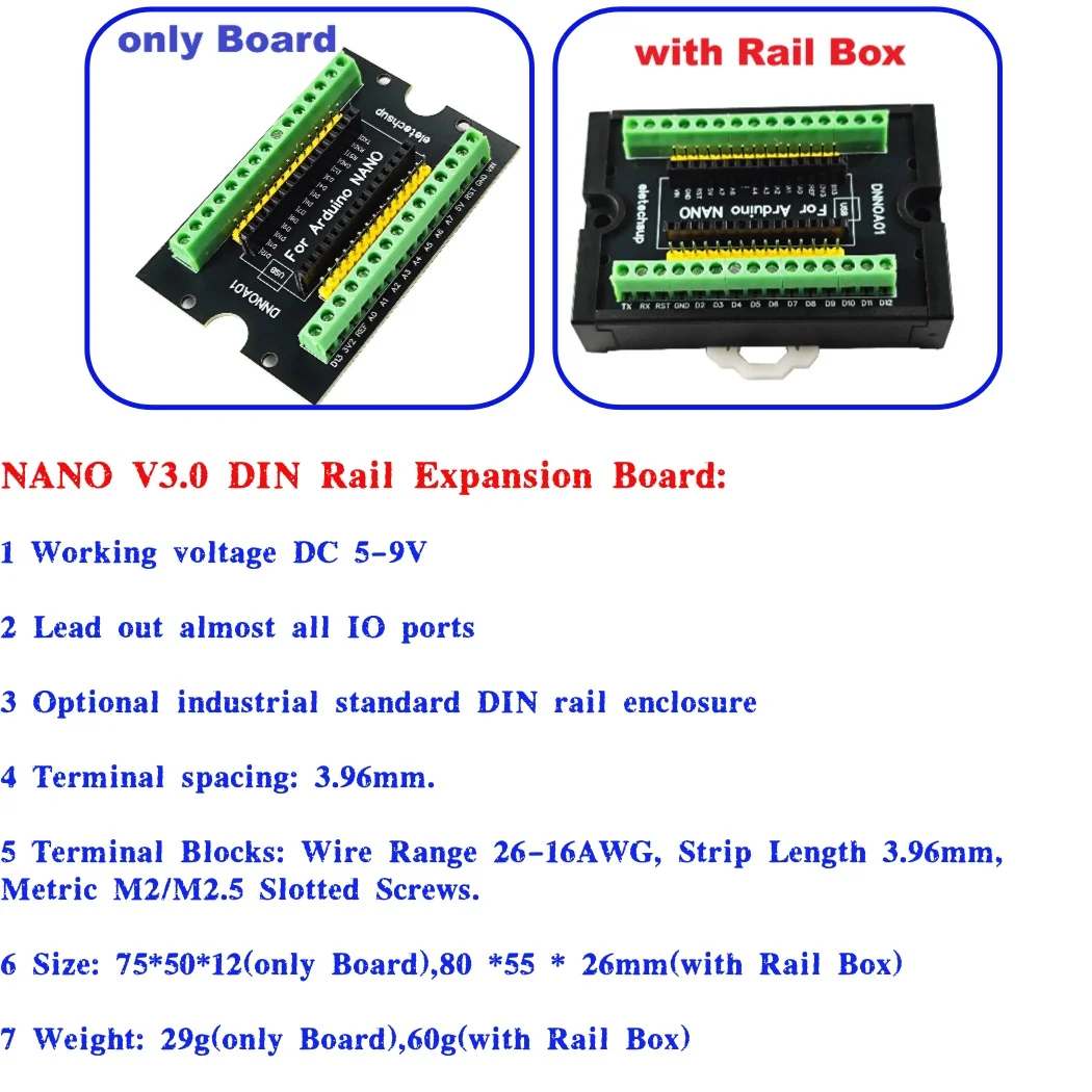 Nano 3.0 ATMEGA328P IOT Chassi for Arduino DIN Rail Mount Screw Terminal Block Distribution Module