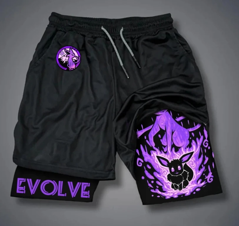 

2025 Pok É Mon Pok É Mon Evolution Shorts Printed Men's Leather Sports Casual Pants
