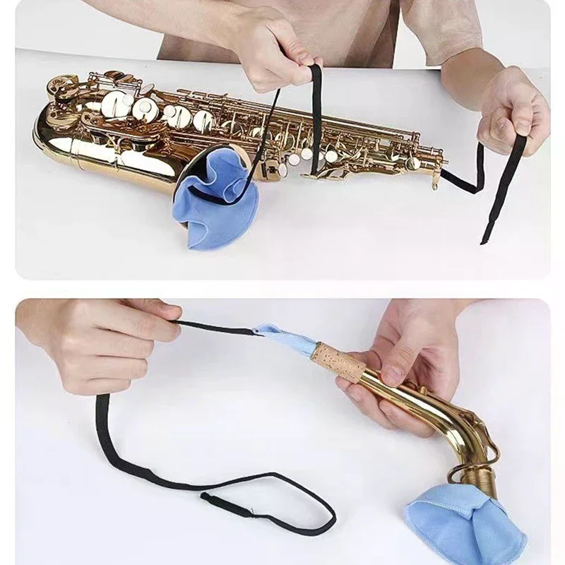 2Pcs/Set Highly Absorbent Saxophone Cleaning Rag Cloth For Alto Tenor Sax Wind Woodwind Instrument Cleaning Care Tool