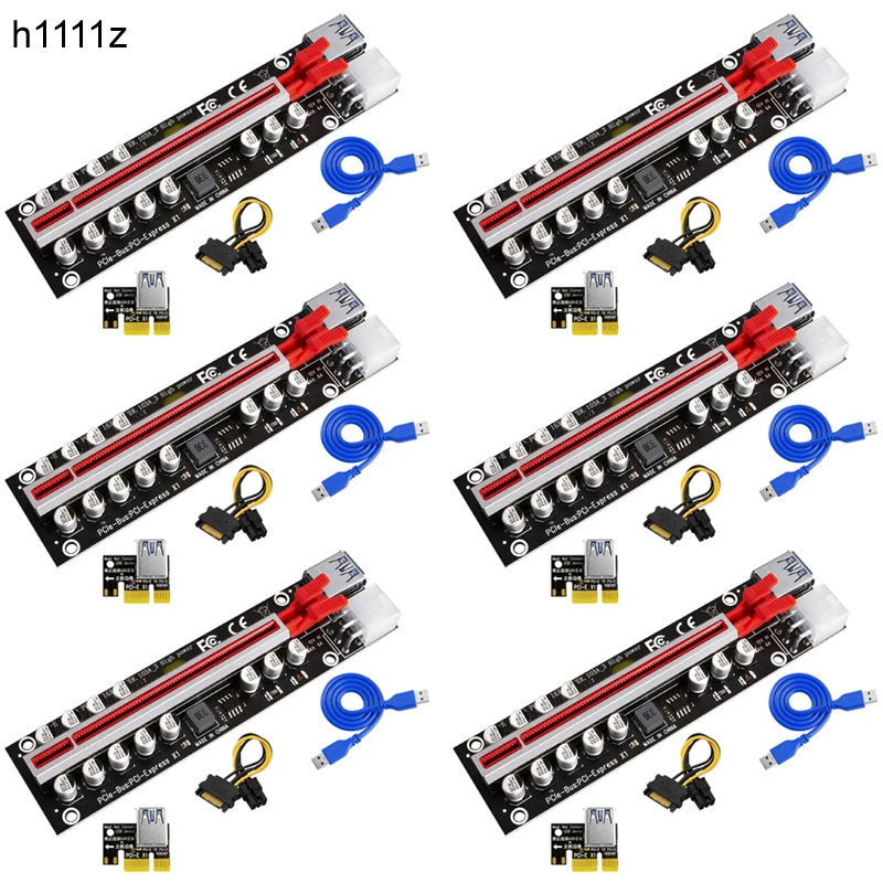 PCIE Riser for Video Card VER103A-3 Riser PCI Express X16 High Power 12 Capacitor SATA to 6Pin Cable USB3.0 Cable for BTC Mining