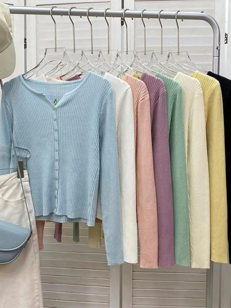 2024 New V-Neck Temperament Small Fragrant Wind Women Loose Sweater Sweater All Sweater Coat Special Offer Cardigan