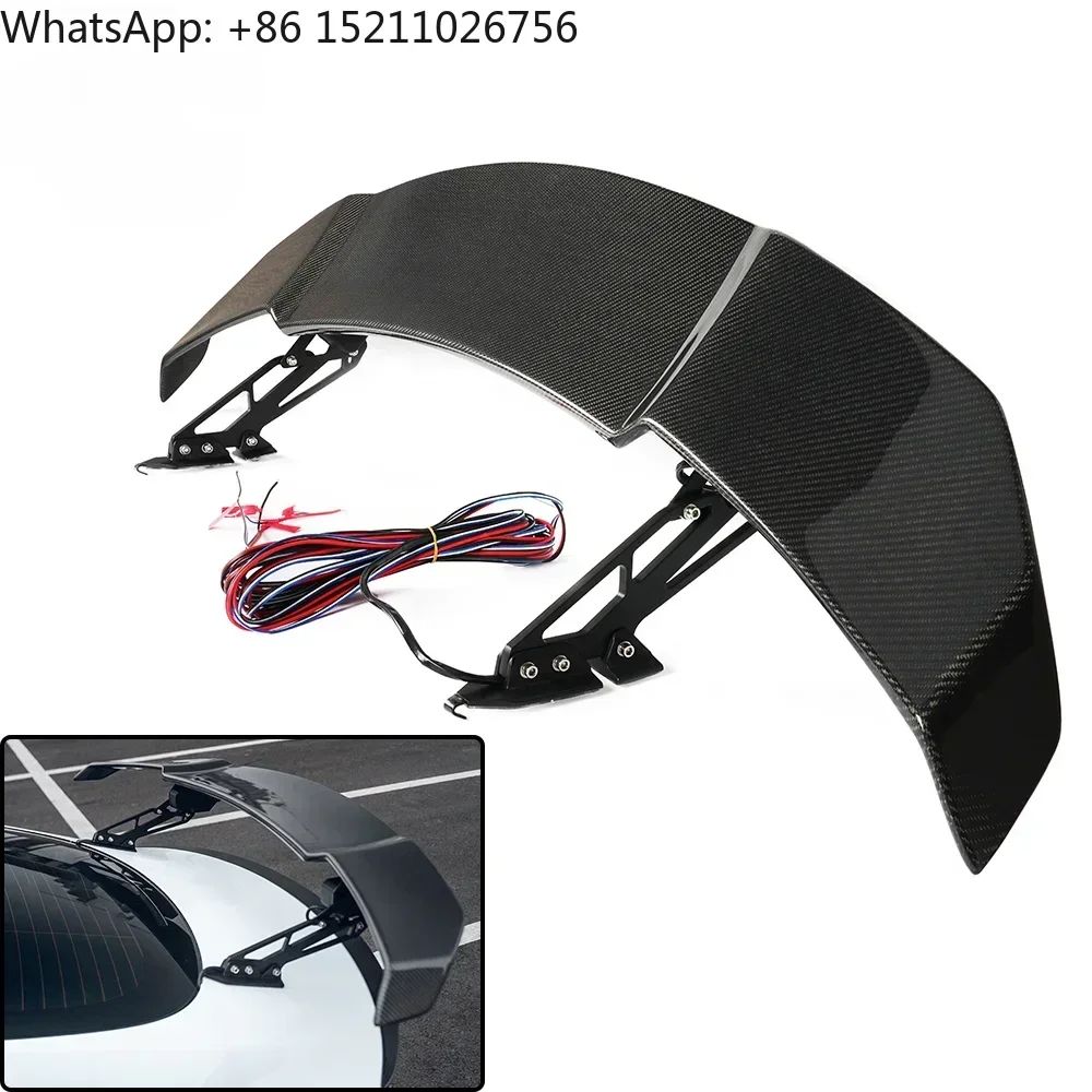 Universal Automatic Adjustable Real Carbon Fiber Electric Car Rear Trunk Tail Boot Spoiler for 2017-2024 model 3