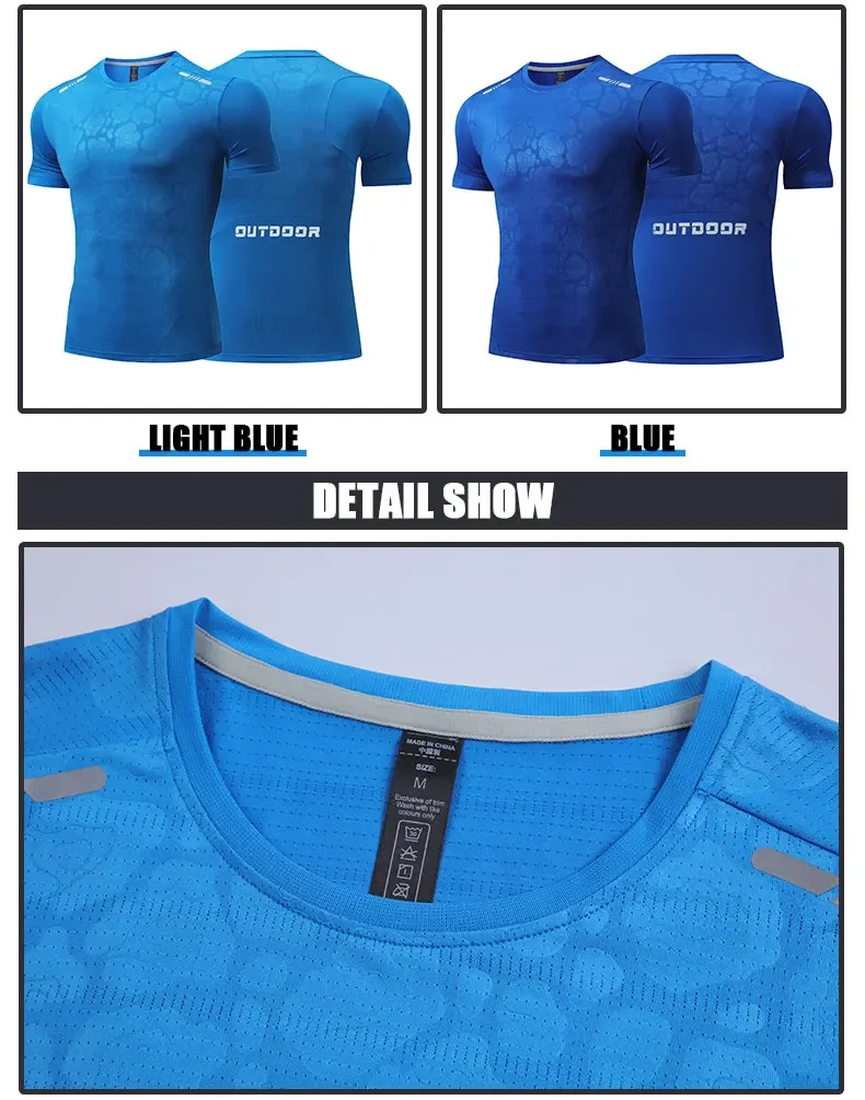 Men Running Compression T-shirt Dry Fit Short Sleeve Sport Tees Male Gym Fitness Jogging Sweatshirt Homme Athletic Shirt Tops