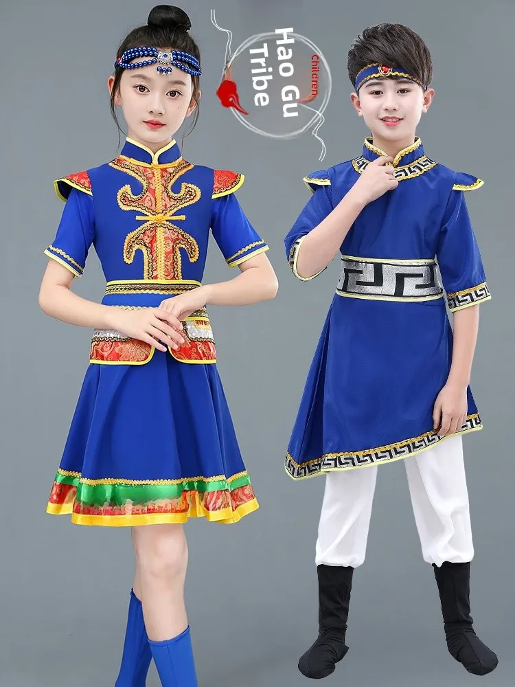 

Children's Mongolian Dance Performance Clothes Fem Kids M Country White Dance Ethnic Costumes Children's Clothes