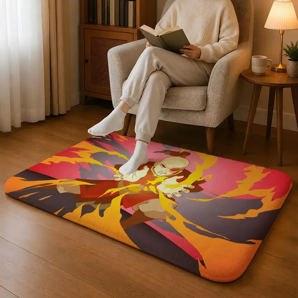 Anime A-Avatar The L-Last Airbender Floor Mat Machine Washable Soft Flannel Area Rug, Non-Slip Absorbent Floor Mat