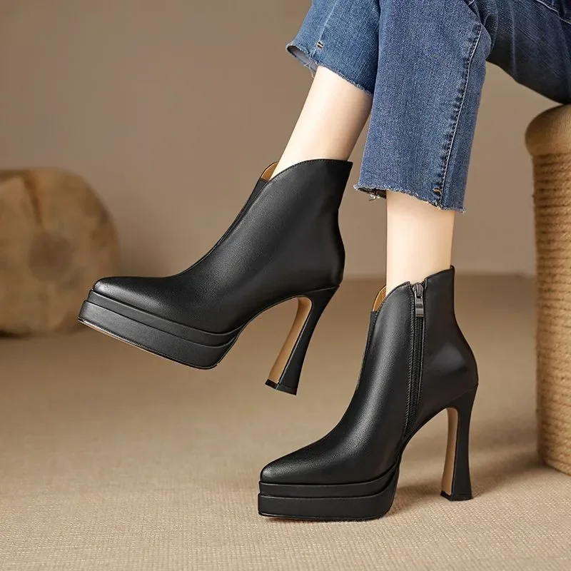 

Универсальные ботильоны на шпильке высокого качества в стиле ретро, женская обувь, хит продаж 2025, модные универсальные женские ботинки