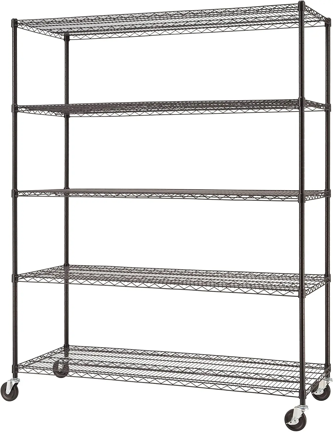 

TRINITY Basics 5-Tier Adjustable Wire Shelving with Wheels for Kitchen Organization, Garage Storage, Laundry Room, NSF Certified