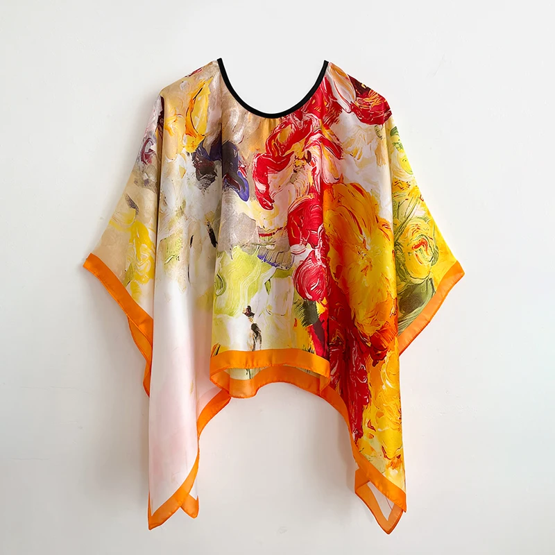 110*110cm Versatile Silk Scarf Women Large Shawl Print Stoles Square Bandanna Luxury Brand Female Foulard