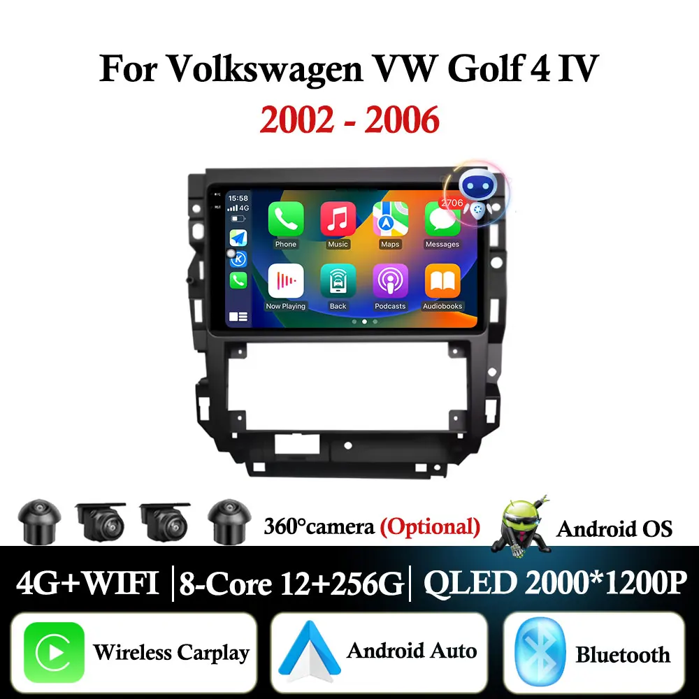 

Car Radio for Volkswagen VW Golf 4 IV 2002 - 2006 Jetta MK4 Classics Multimedia Player Carplay GPS BT Android Auto DSP Stereo