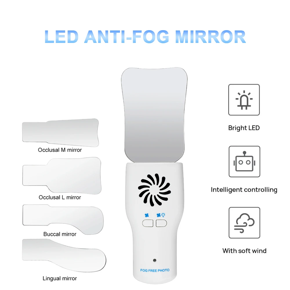 Dental Automatic Anti-fog Mirrors for Oral Photography Reflector Glass Defog Occlusal Orthodontic Buccal Lingual