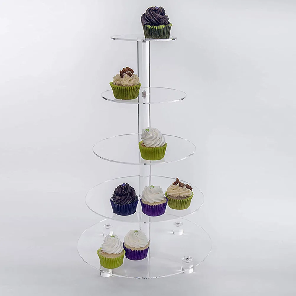 

1Pcs Cake Stand Five-Layer Acrylic Cake Display Stand Transparent Round Dessert Display Holder Wedding Birthday Party