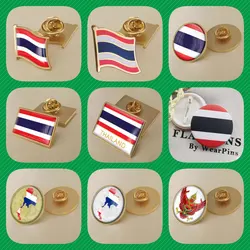 Thailand Flag National Emblem National Animal Brooches Badges Lapel Pins