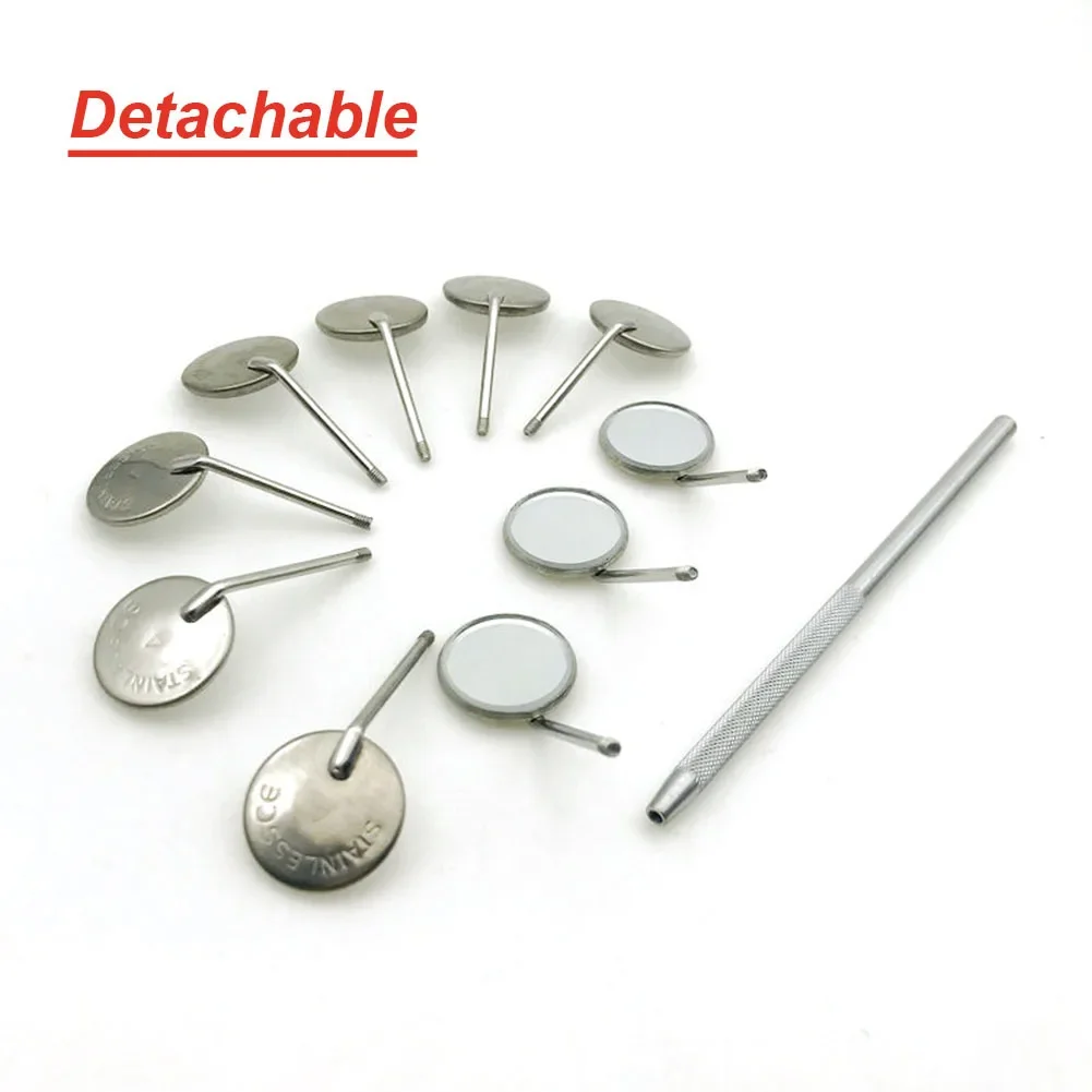 10/20Pcs Dental Mirror Stainless Steel Oral Hygiene Care Dentist Tooth Whitening Tool Detachable Mouth Mirror Head With Handle