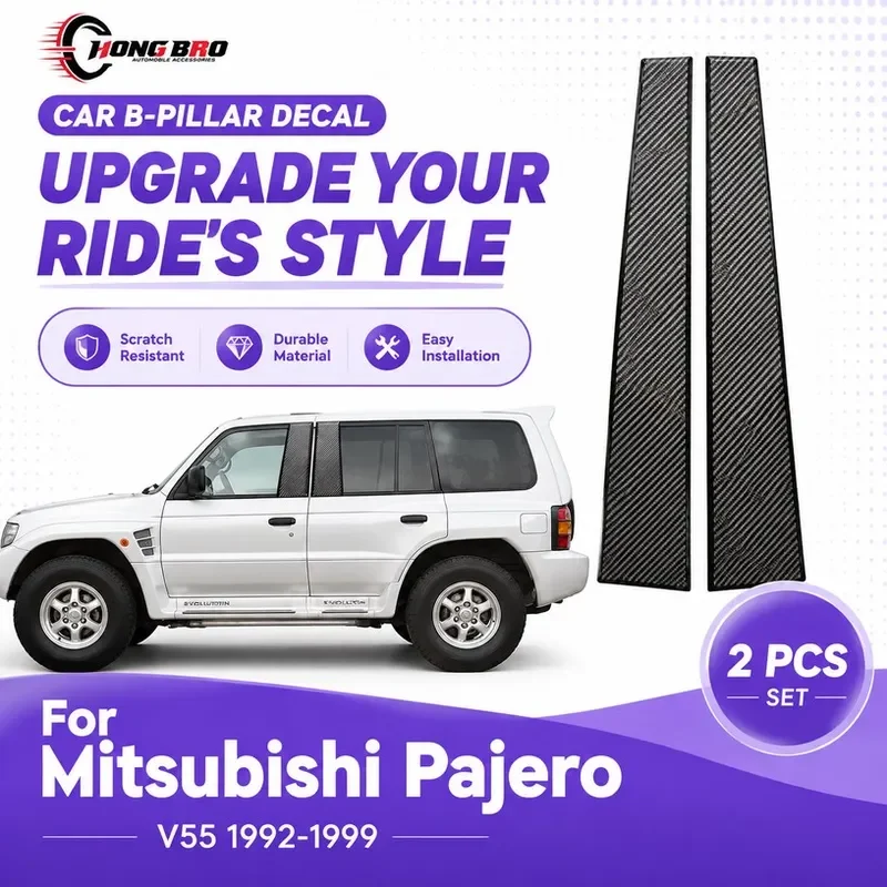 For Mitsubishi L200 Evolution V55 Black Center Post Window Trim Sticker Modified Pillar Cover Decoration Accessories