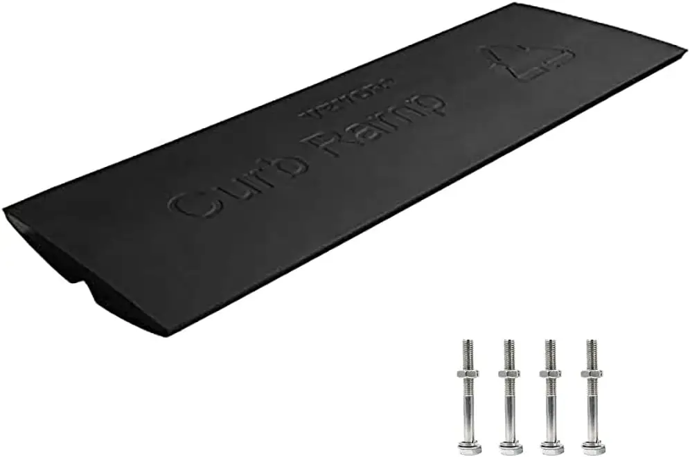 Curb Ramp, 1 Pack Rubber Driveway Ramps, Heavy Duty 32000 lbs Weight Capacity Threshold Ramp, 2.6 inch High Curbside Bridge