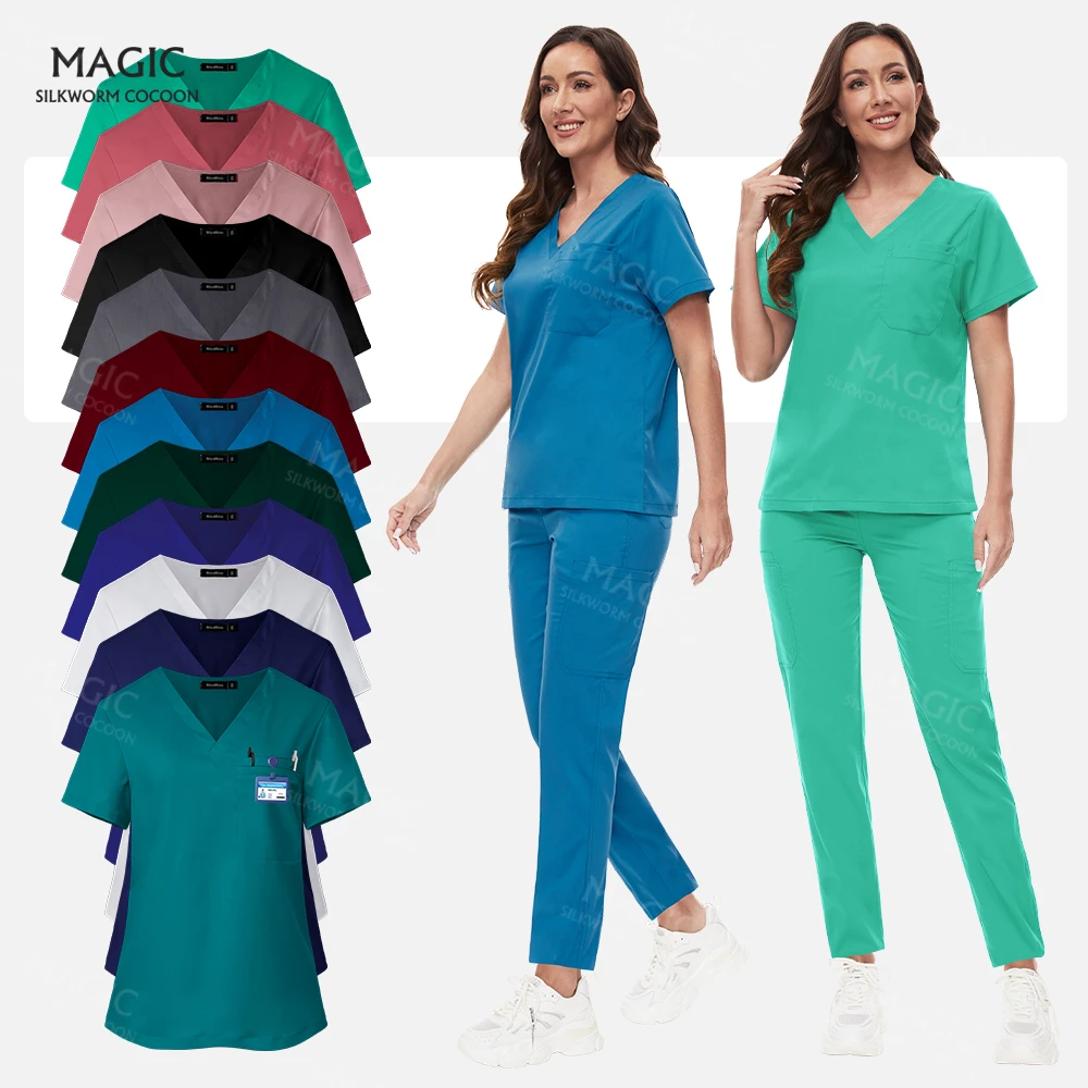 

High Quality Pet Hospital Uniform Wholesale Tops and Pants Suit Medical Surgical Uniforms Women Nursing Scrubs Sets Spa Uniforms