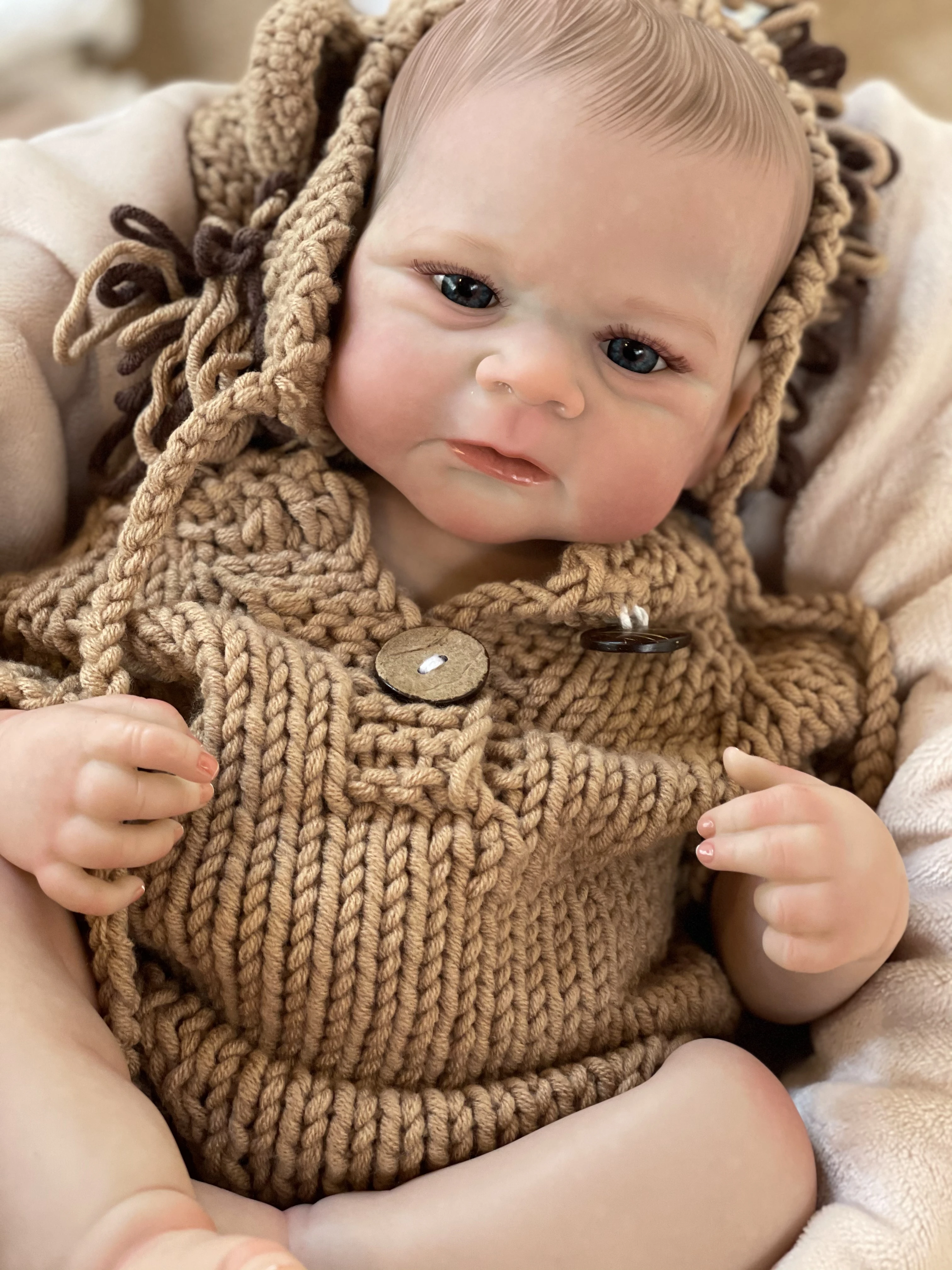 Elijah-Jouets en vinyle pour enfants, corps entier, reborn, beurre, cheveux peints à la main, réaliste, nouveau-né, garçon, 18 pouces