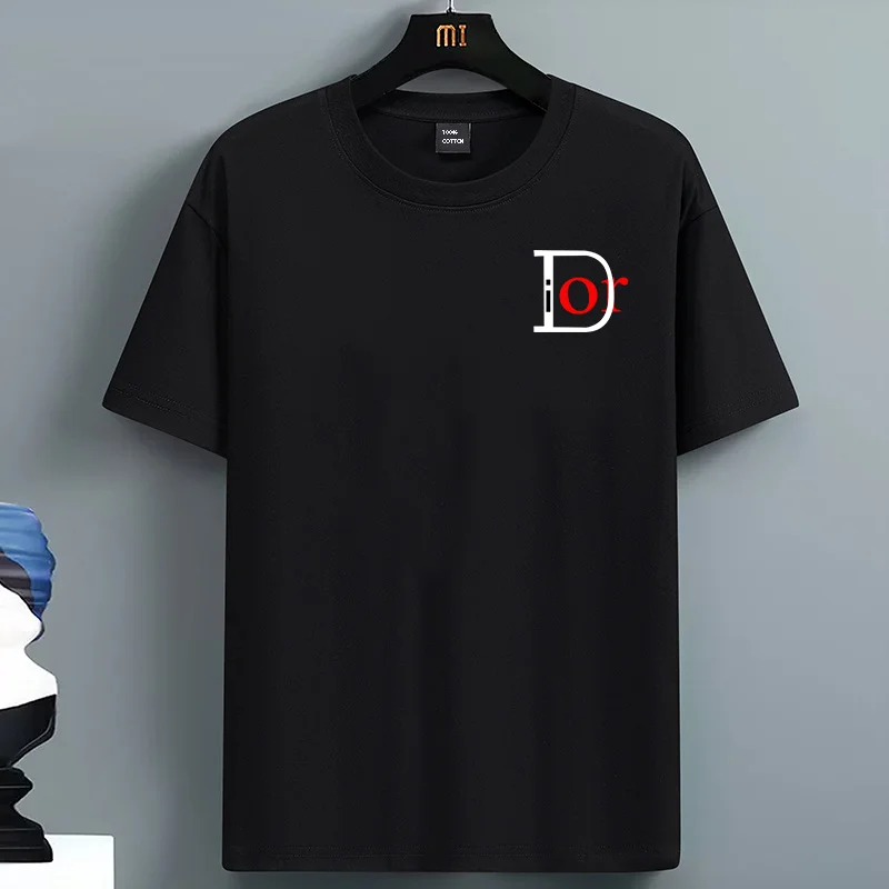 

Luxury For Men's Summer Casual Loose Size 100 Pure Cotton Fashion Letter Print Round Neck Short Sleeve Oversized Men T-shirt Top