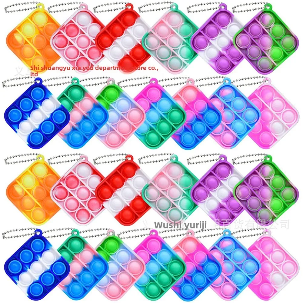 Silicone Square Pop It Fidget Keychain Bubble Sensory Stress Relief Toy for Anxiety Relief Durable Cute Pendant for Daily Use