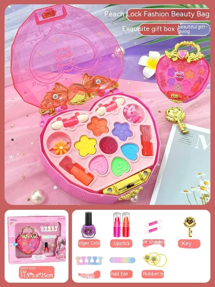 Hot  Makeup Toy Kits With Cosmetic Case Portable Playset Washable Makeup Toys Gift For Present Christmas Holiday Festival Gift