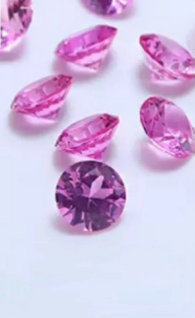 Size 4~10mm Round Brilliant Cut Rubys Synthetic Corundum 2# Ruby Pink  Rose RedStone For Jewelry Making