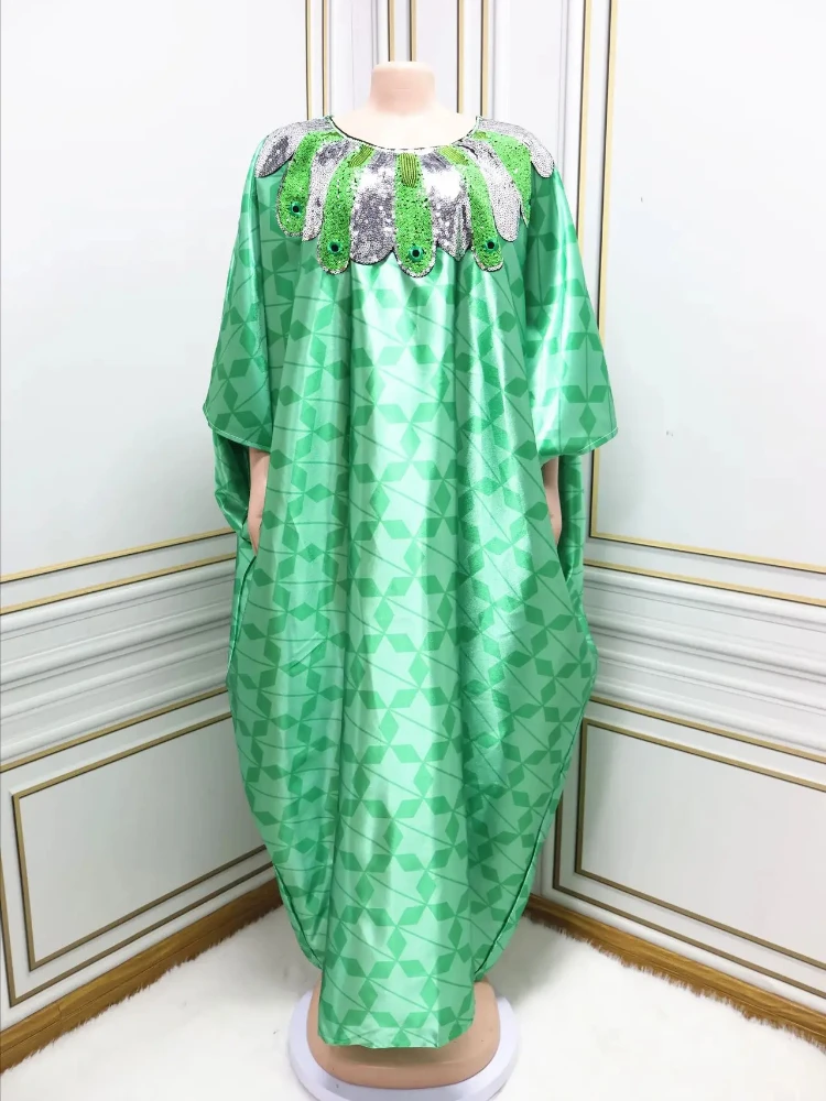 

2024 Sequin African Dresses for Women Muslim Fashion Abayas Boubou Dashiki Plus size Ankara Evening Gown Kaftan Abaya Robe