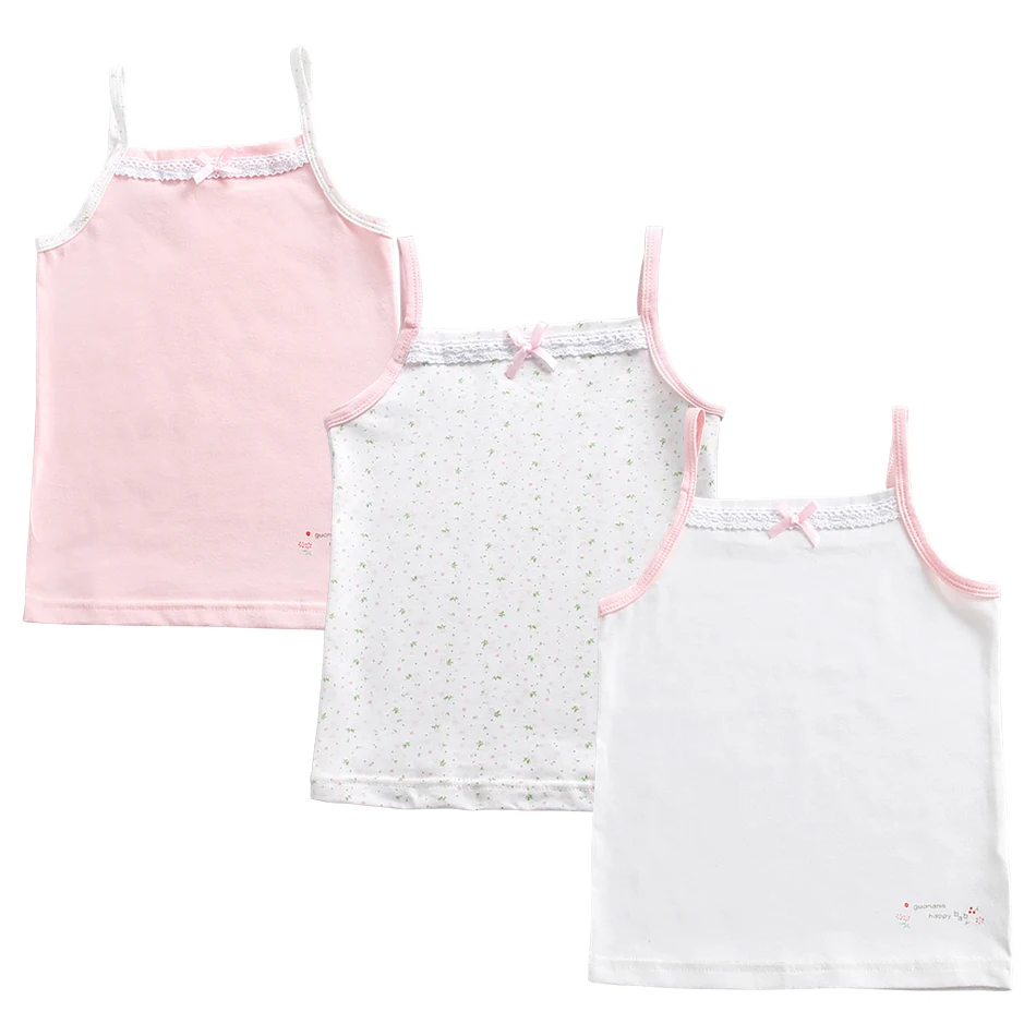 

Майка с цветочным принтом для девочек, майка, летняя майка без рукавов, многослойная внутренняя одежда, повседневное нижнее белье на тонких бретелях для маленьких девочек