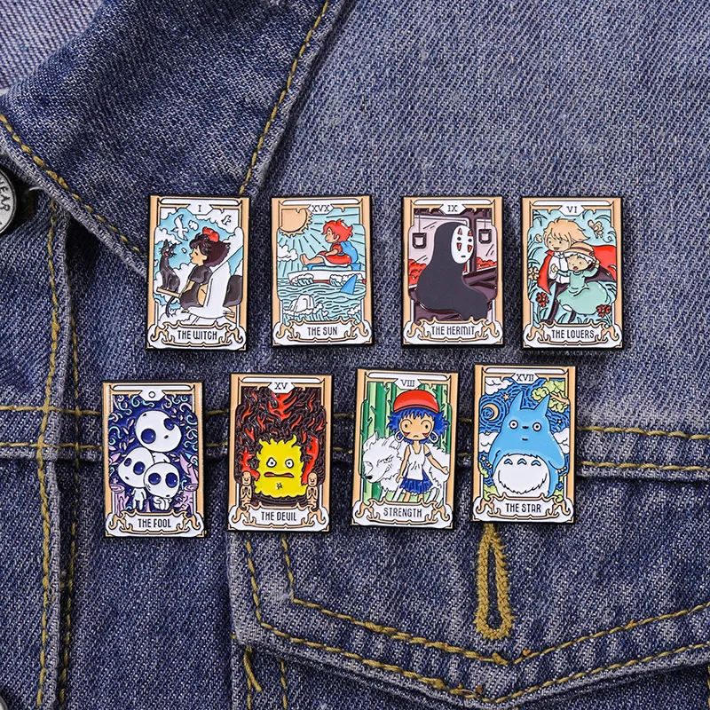 Tarot Enamel Pins Custom Noface-man Totoro Brooches Lapel Badges Cartoon Jewelry Gift