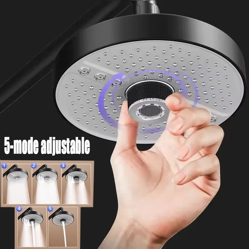 جديد 5 طرق تدفق كبير السقف شنت سوبر شحن دش سماعات رأس 7 بوصة لوحة كبيرة ارتفاع ضغط Abs الأمطار الحمام دش