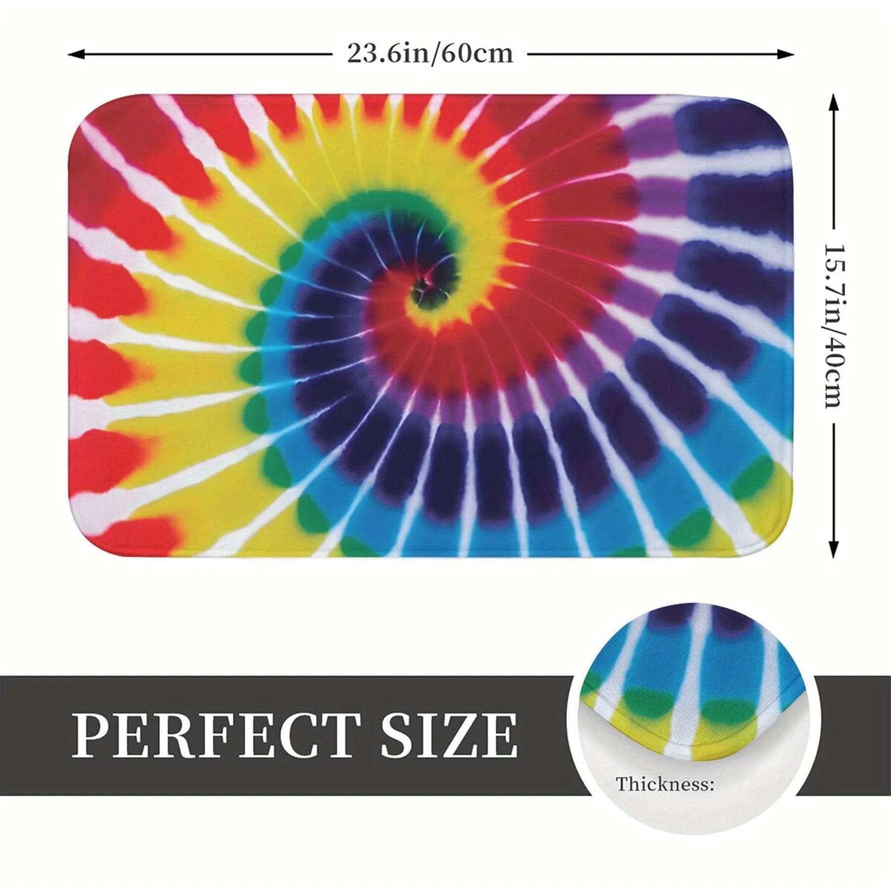 Vibrant Rainbow Spiral Design Doormat Bath Mat Entrance Rug for Bathroom Kitchen Home Decor