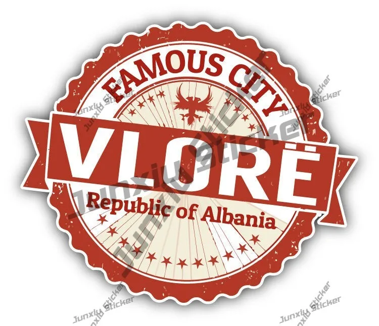 ملصق الختم من ألبانيا برأسين النسر ألبانيا فلور إلباسان مدينة ألبانيا خريطة صورة ظلية ختم الشارات لأجهزة الكمبيوتر المحمول الوفير #6