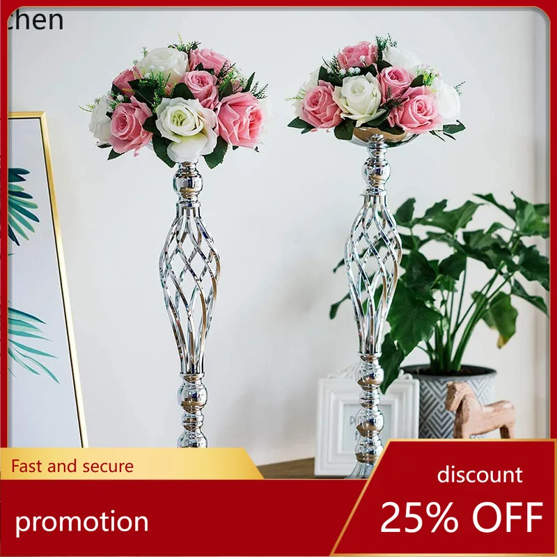 

Hxl gold iron electroplated twisted candlestick wedding banquet hall decoration flower stand