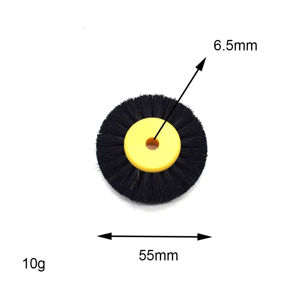 12PCS 55MM Polieren Pinsel Schwarz Braun Borsten Polier-und Schleif Pinsel mit Gelb Kunststoff Zentrum Schmuck Werkzeuge