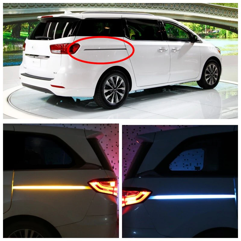 For Kia Carnival Sedona KA4 Door Track Lamp LED Decoration Retrofit Running Water Lamp Middle Door Track Lamp Strip