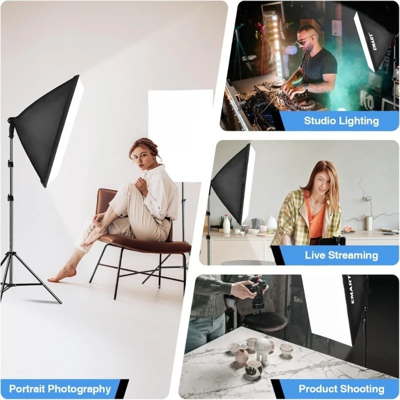 

Professional Softbox Lighting Kit 20x28 with 6500K LED Bulbs Studio Video Light for Photography Portrait Shooting Live