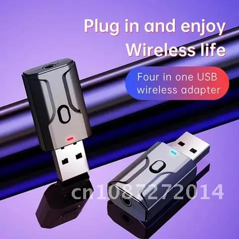 Adaptor Bluetooth USB nirkabel penerima pemancar Bluetooth Audio musik untuk PC TV Mobil bebas genggam 3.5mm 4 In 1