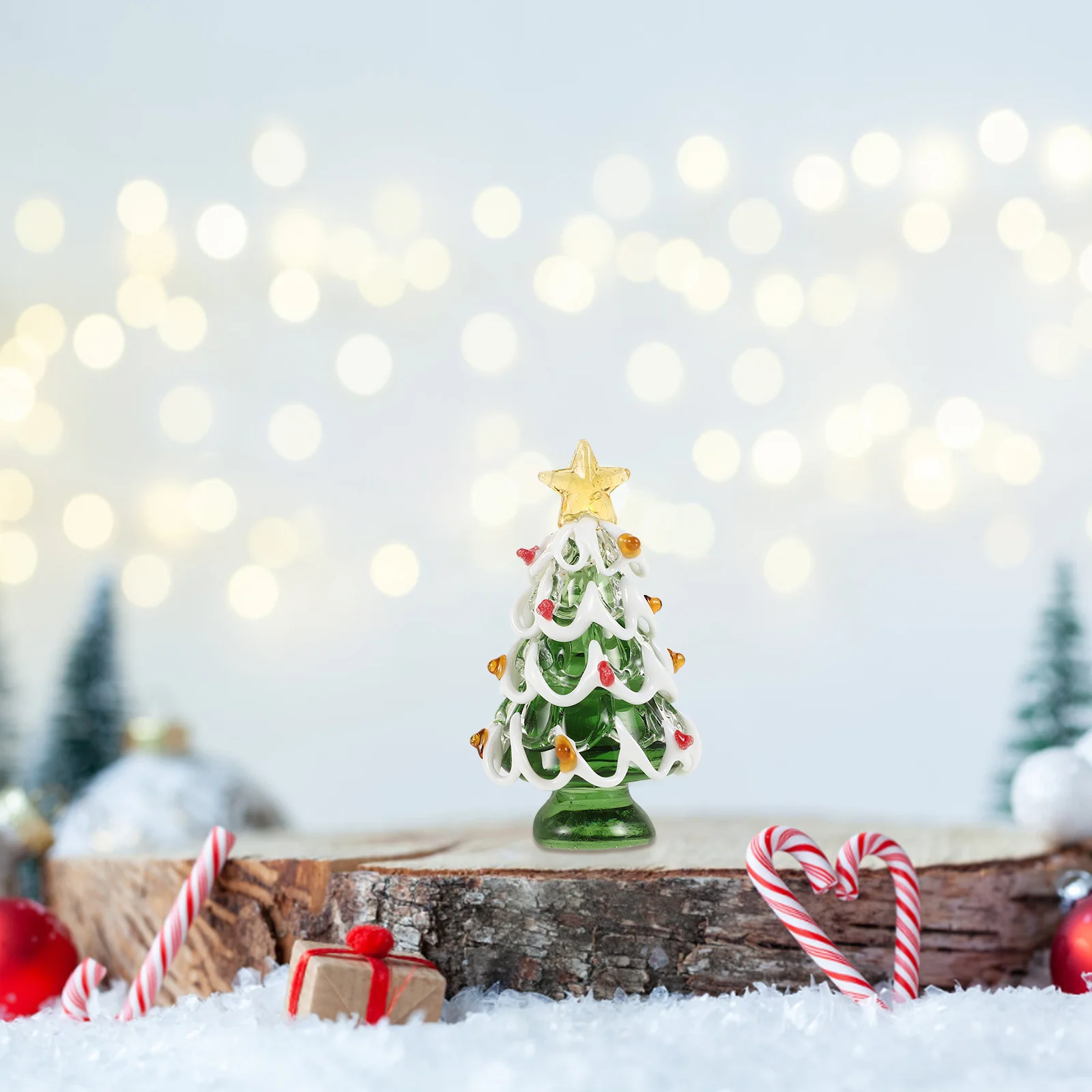 

Glass Christmas Tree Decor Mini Artificial Xmas Trees For Desktop Holiday Party Supplies Tabletop Decoration