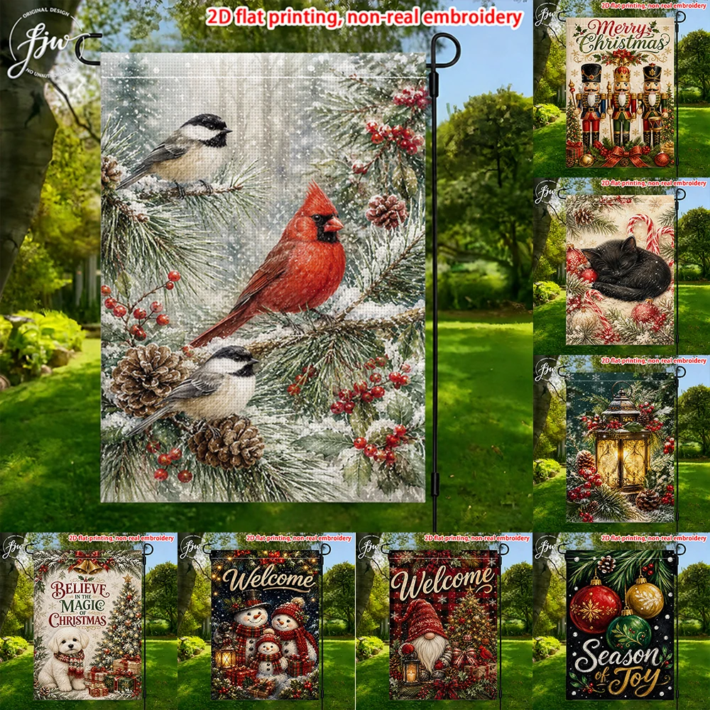 1pc Christmas Winter Garden Flags  Seasonal Holiday Outdoor Yard Decor Flags for Patio Lawn Farmhouse
