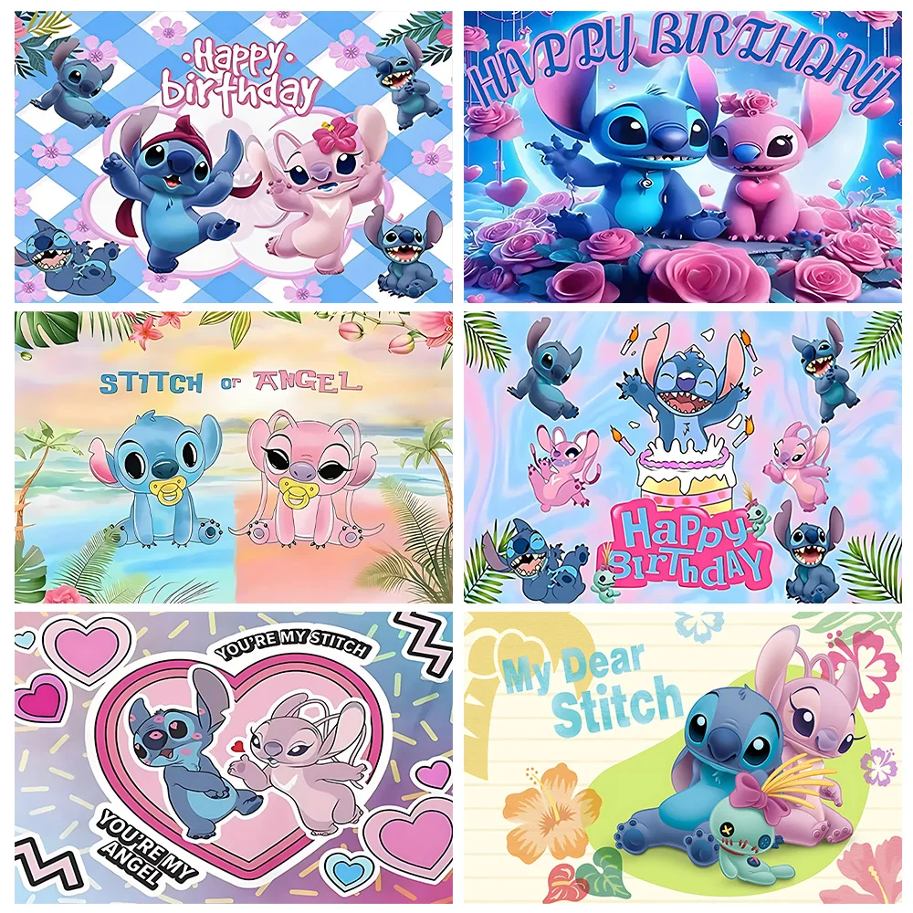

Disney Lilo&Stitch Kids Birthday Backdrop Hawaiian Tropical Hula Dance Party Decoration Baby Shower Supplie Photozone Background