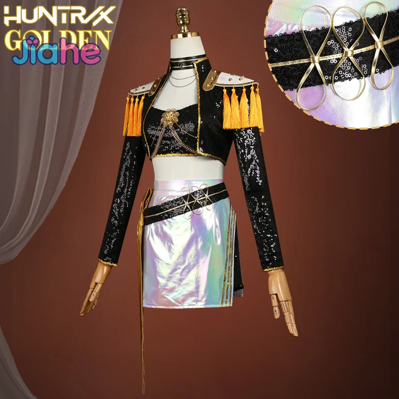 

Аниме K-POP Охотники Демонов Мира Косплей Костюм Пальто Юбка без бретелек ожерелье пояс комплект Хэллоуин вечерние модное платье униформа