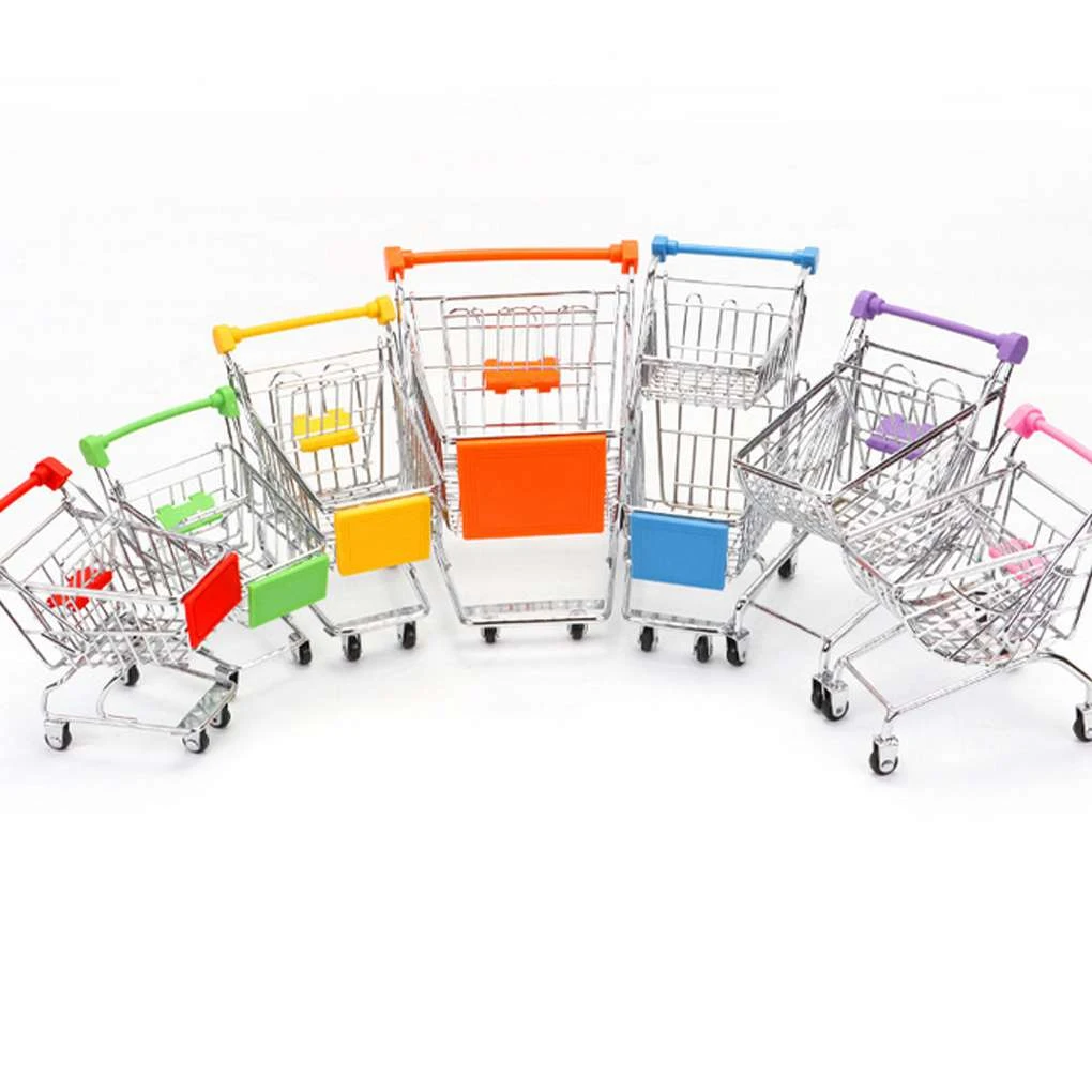 Baby Kids Simulation Mini Shopping Cart Toys Handcart Supermarket Storage Basket Trolley Toy