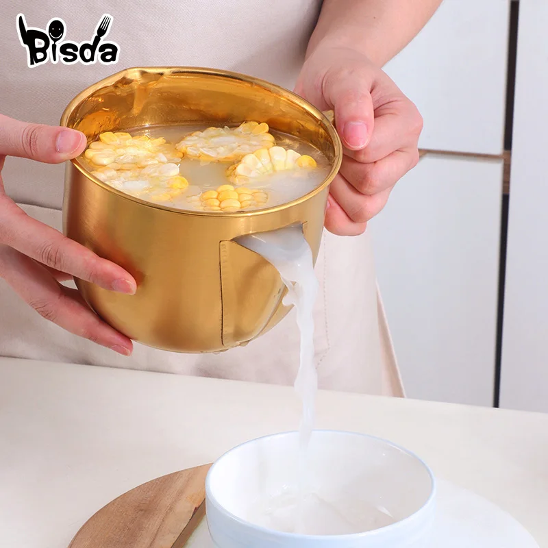 1000ML Soup Oil Flter Stainless Steel Gravy Oil Soup Water Fat Golden Separator Bowl Pan Cooking Gadgets Pots Kitchen Utensils