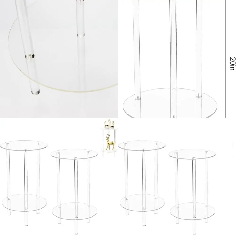 

Round Acrylic 2-Tier Side Table, Compact Multipurpose Clear End Table for Living & Bedroom Use