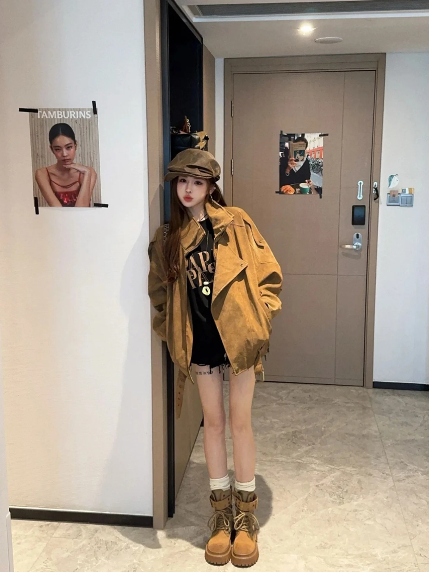 

Байкерские куртки, женская куртка с подкладкой, зимняя кожаная подкладка из овчины, многослойная дуплексная уютная теплая куртка среднего возраста, Хэллоуин, Рождество