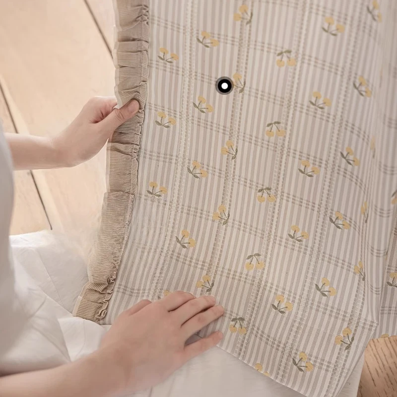 Custom Size Dopamine Color Golden Orchard Cotton and Linen Jacquard Curtains Children's Room Girls Curtains High Blackout 창문커텐