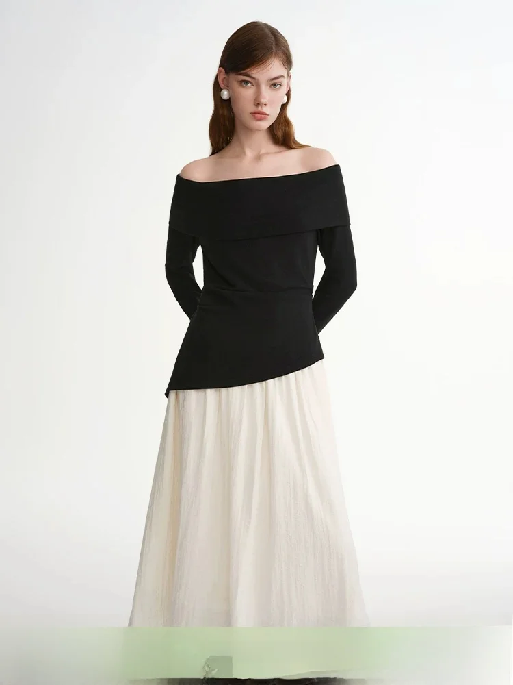 

Bla Mousse One-oulder Knitted Dr Ele High-Waisted A-Line Gown for Year-End Parties And Festive Ocns
