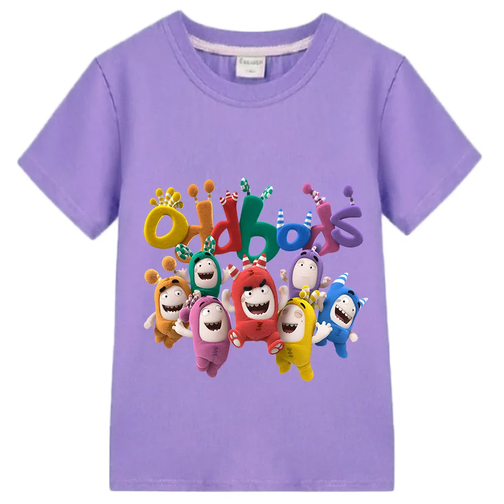 Anime Oddbods T-Shirt Bonito para Crianças, 100% Algodão, Manga Curta, Kawaii Impressão Tees para Meninos e Meninas, Confortável Crianças Tee